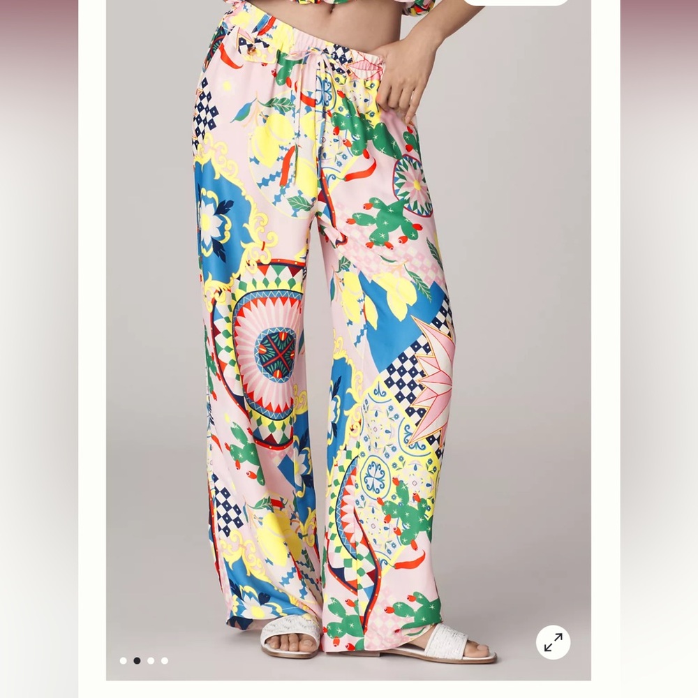Maeve Silk Lemon Printed Pants